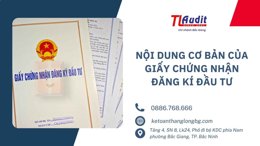 Nội dung cơ bản của giấy chứng nhận đăng ký đầu tư