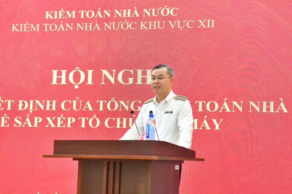 Tổng Kiểm toán nhà nước Ngô Văn Tuấn phát biểu chỉ đạo Hội nghị. Ảnh: H.THOAN